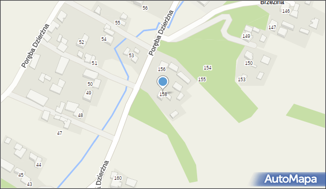 Poręba Dzierżna, Poręba Dzierżna, 158, mapa Poręba Dzierżna