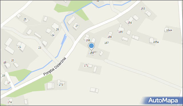 Poręba Dzierżna, Poręba Dzierżna, 169, mapa Poręba Dzierżna