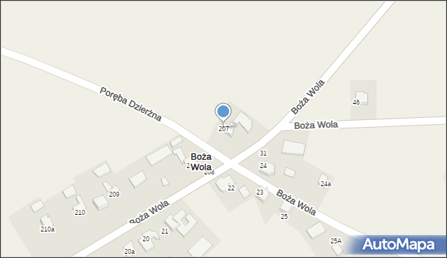 Poręba Dzierżna, Poręba Dzierżna, 207, mapa Poręba Dzierżna