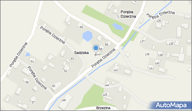 Poręba Dzierżna, Poręba Dzierżna, 67, mapa Poręba Dzierżna