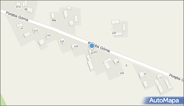 Poręba Górna, Poręba Górna, 11, mapa Poręba Górna