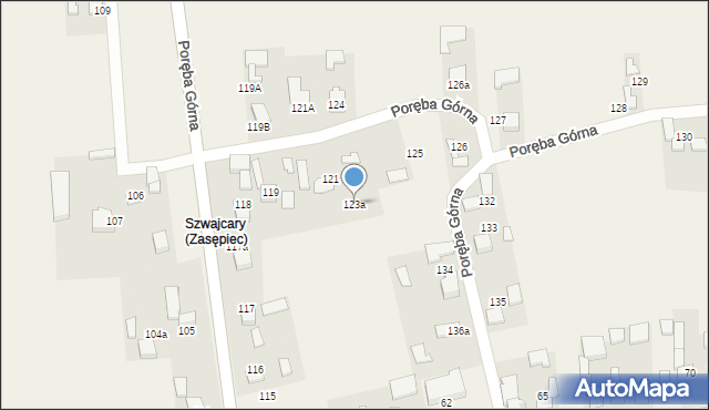 Poręba Górna, Poręba Górna, 123a, mapa Poręba Górna