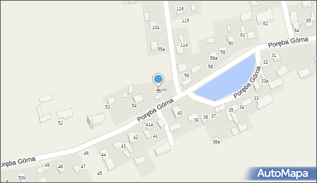 Poręba Górna, Poręba Górna, 55, mapa Poręba Górna