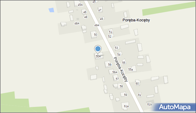 Poręba-Kocęby, Poręba-Kocęby, 50A, mapa Poręba-Kocęby