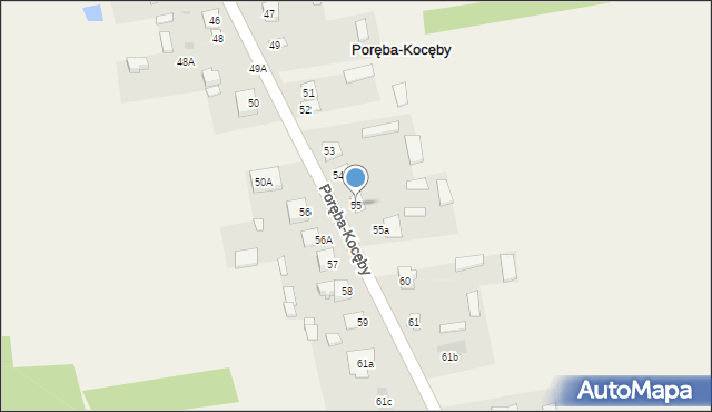 Poręba-Kocęby, Poręba-Kocęby, 55, mapa Poręba-Kocęby