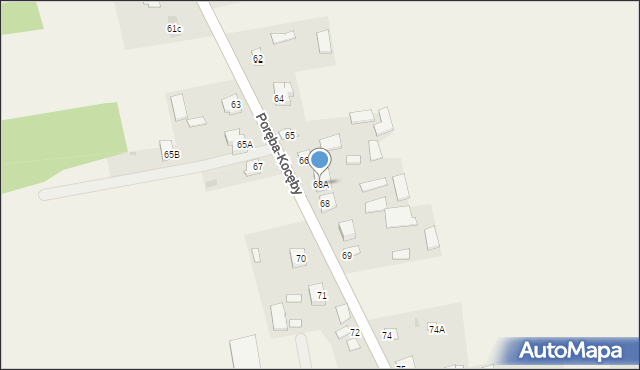 Poręba-Kocęby, Poręba-Kocęby, 68A, mapa Poręba-Kocęby