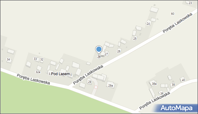 Poręba Laskowska, Poręba Laskowska, 28, mapa Poręba Laskowska