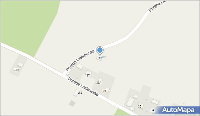 Poręba Laskowska, Poręba Laskowska, 59, mapa Poręba Laskowska