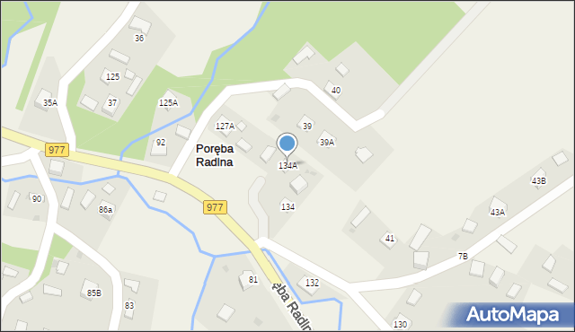 Poręba Radlna, Poręba Radlna, 134A, mapa Poręba Radlna