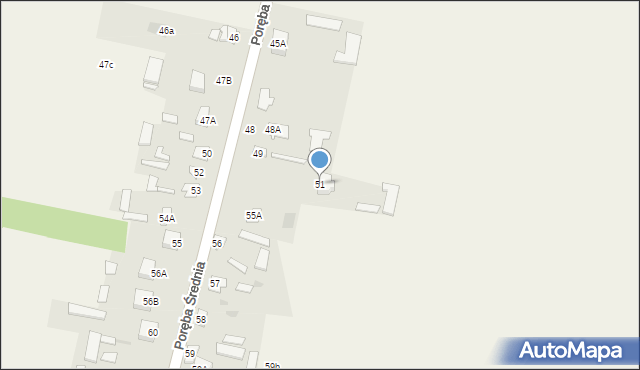 Poręba Średnia, Poręba Średnia, 51, mapa Poręba Średnia