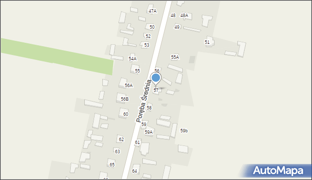 Poręba Średnia, Poręba Średnia, 57, mapa Poręba Średnia