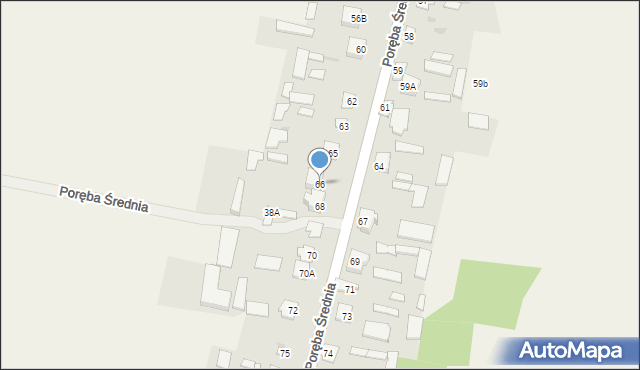 Poręba Średnia, Poręba Średnia, 66, mapa Poręba Średnia