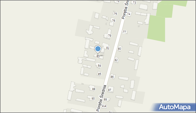 Poręba Średnia, Poręba Średnia, 83, mapa Poręba Średnia