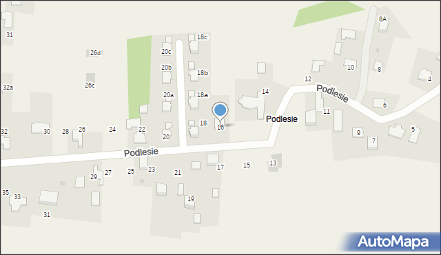 Poręba Wielka, Podlesie, 16, mapa Poręba Wielka