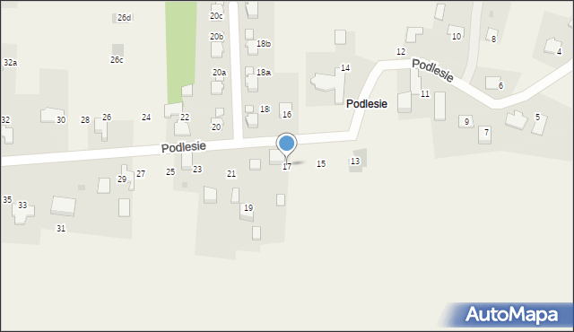 Poręba Wielka, Podlesie, 17, mapa Poręba Wielka