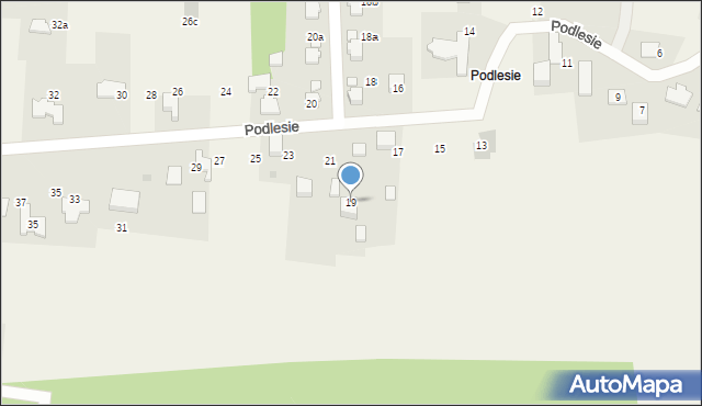 Poręba Wielka, Podlesie, 19, mapa Poręba Wielka