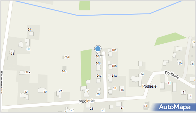 Poręba Wielka, Podlesie, 20c, mapa Poręba Wielka