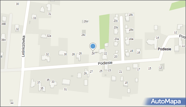 Poręba Wielka, Podlesie, 24, mapa Poręba Wielka