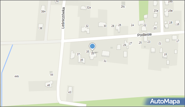 Poręba Wielka, Podlesie, 33, mapa Poręba Wielka