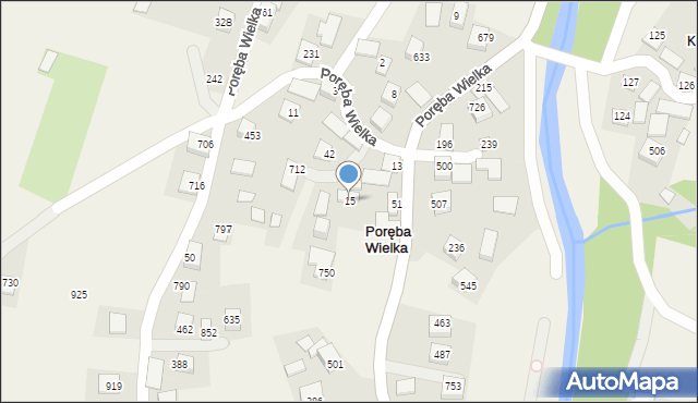 Poręba Wielka, Poręba Wielka, 15, mapa Poręba Wielka