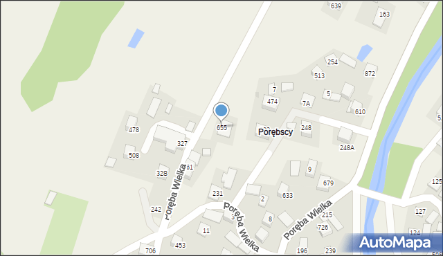 Poręba Wielka, Poręba Wielka, 655, mapa Poręba Wielka