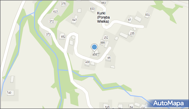 Poręba Wielka, Poręba Wielka, 809, mapa Poręba Wielka