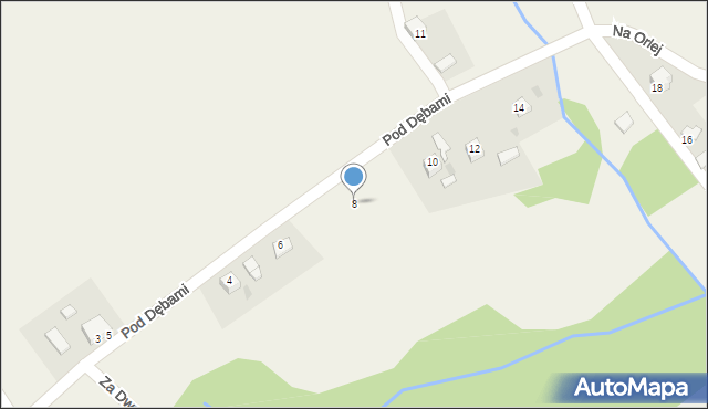 Poręba Żegoty, Pod Dębami, 8, mapa Poręba Żegoty