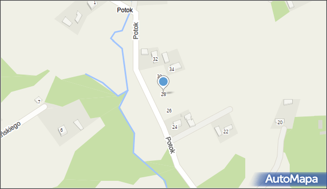 Poręba Żegoty, Potok, 28, mapa Poręba Żegoty