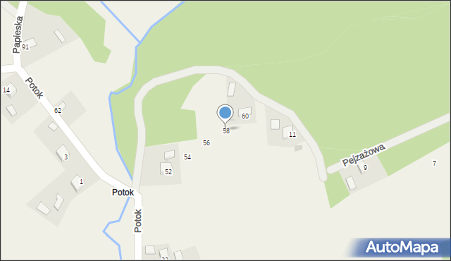 Poręba Żegoty, Potok, 58, mapa Poręba Żegoty