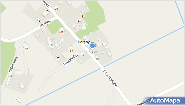 Poręby, Poręby, 6, mapa Poręby