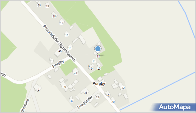 Poręby, Powstańców Styczniowych, 32, mapa Poręby
