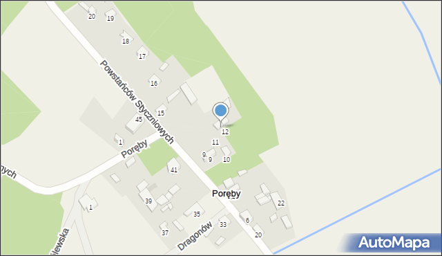 Poręby, Powstańców Styczniowych, 34, mapa Poręby