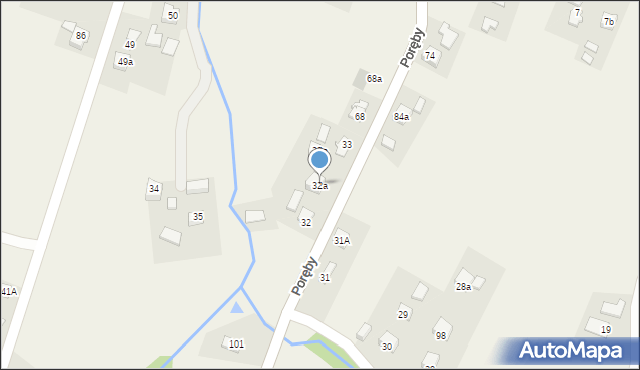 Poręby, Poręby, 32a, mapa Poręby
