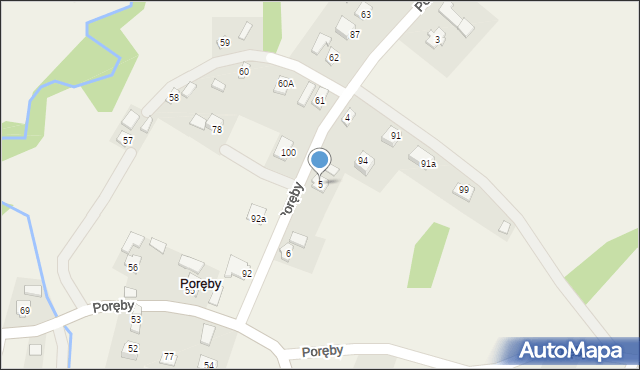 Poręby, Poręby, 5, mapa Poręby