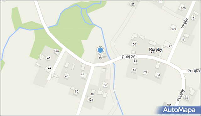 Poręby, Poręby, 69, mapa Poręby