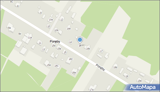 Poręby, Poręby, 16, mapa Poręby