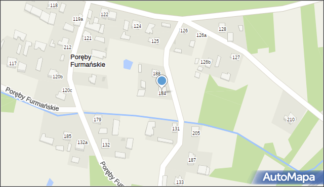 Poręby Furmańskie, Poręby Furmańskie, 184, mapa Poręby Furmańskie