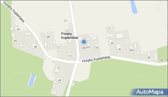 Poręby Kupieńskie, Poręby Kupieńskie, 76, mapa Poręby Kupieńskie