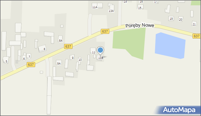 Poręby Nowe, Poręby Nowe, 11B, mapa Poręby Nowe