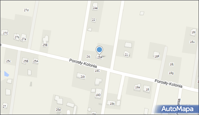 Porosły-Kolonia, Porosły-Kolonia, 23A, mapa Porosły-Kolonia