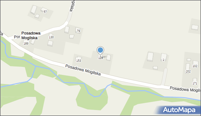 Posadowa Mogilska, Posadowa Mogilska, 128, mapa Posadowa Mogilska