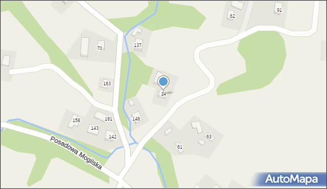 Posadowa Mogilska, Posadowa Mogilska, 14, mapa Posadowa Mogilska