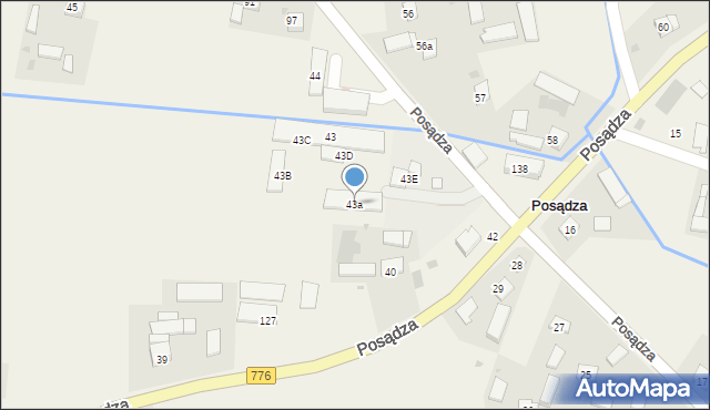 Posądza, Posądza, 43a, mapa Posądza