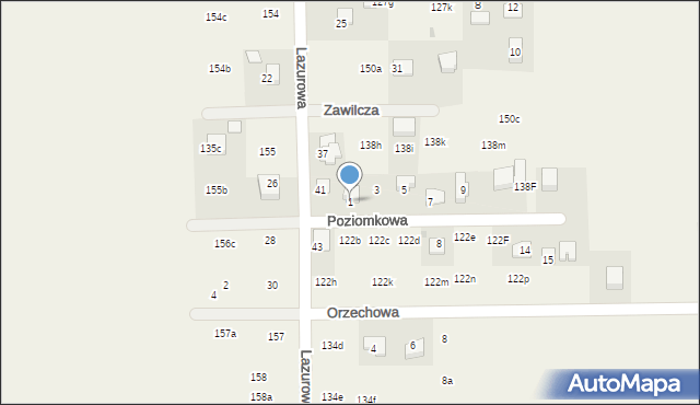 Poskwitów, Poziomkowa, 1, mapa Poskwitów