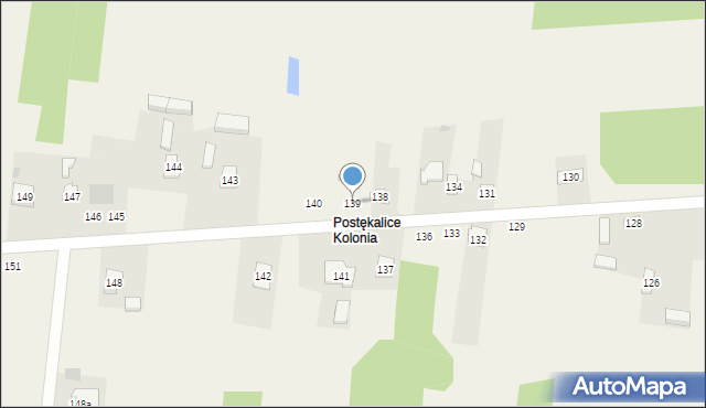 Postękalice, Postękalice, 139, mapa Postękalice