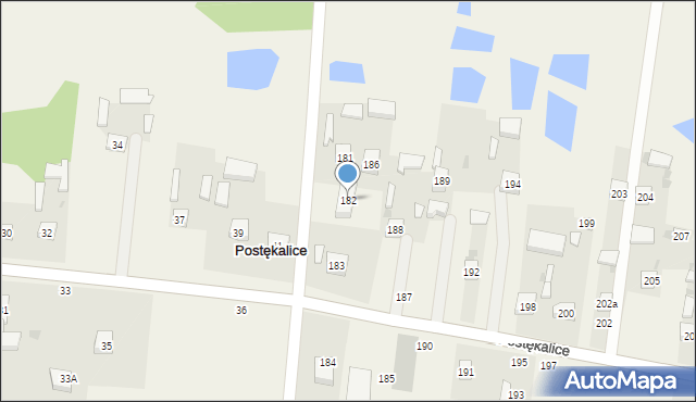 Postękalice, Postękalice, 182, mapa Postękalice