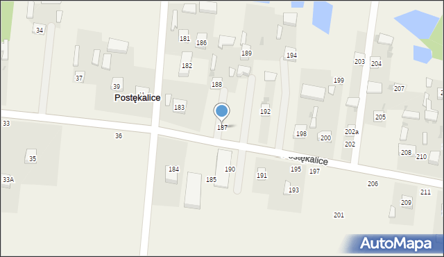 Postękalice, Postękalice, 187, mapa Postękalice