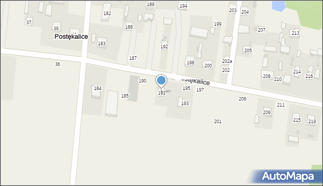 Postękalice, Postękalice, 191, mapa Postękalice