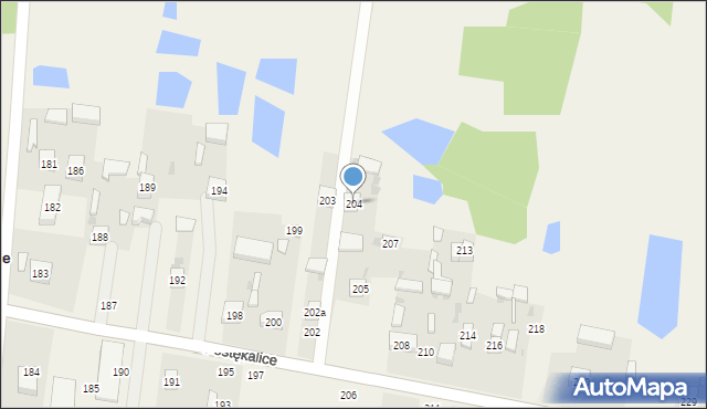 Postękalice, Postękalice, 204, mapa Postękalice