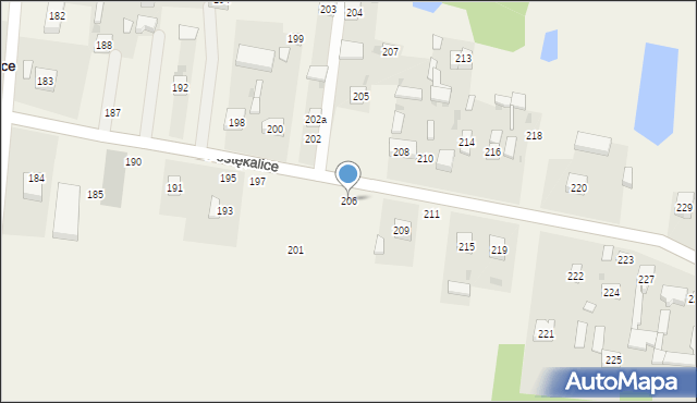 Postękalice, Postękalice, 206, mapa Postękalice